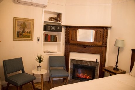 Fireplace with reading area